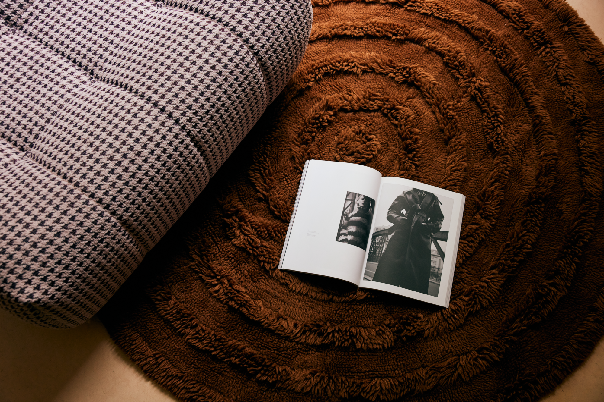 HKliving Vloerkleed Round woolen Seaweed