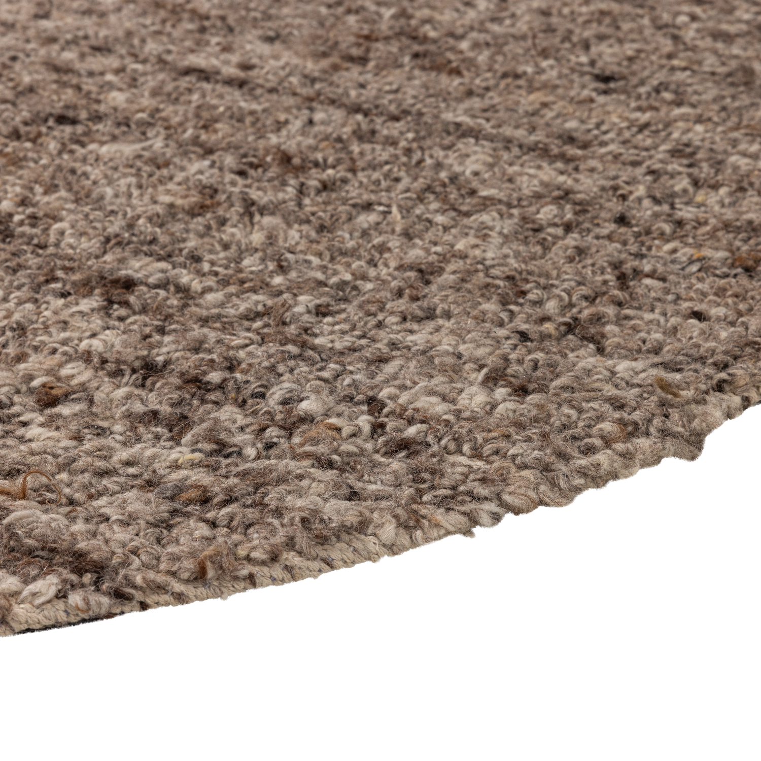 Efia vloerkleed rond wol bruin melange o200 cm