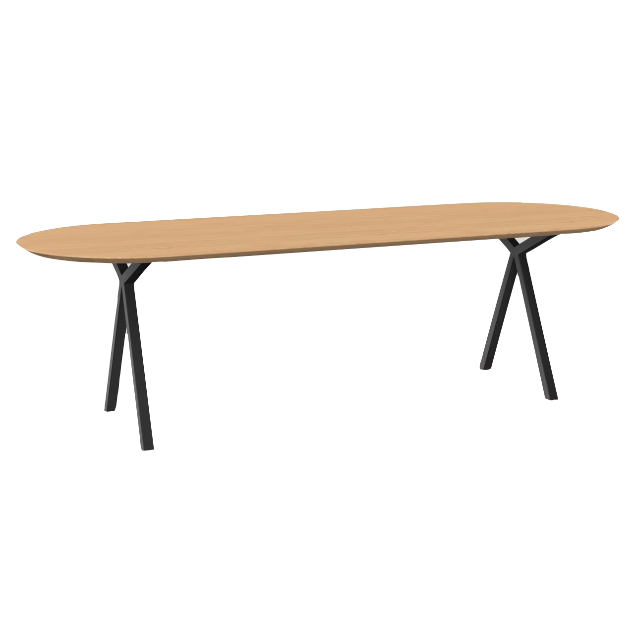 Studio HENK tafel Slim X-type Plat ovaal - zwart frame, hardwax light 3041