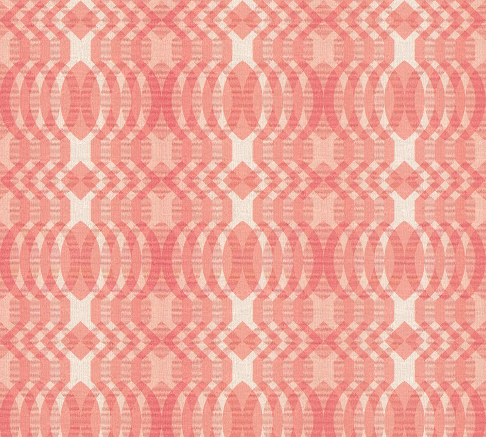 Vliesbehang geometrisch patroon – rood, crème, wit