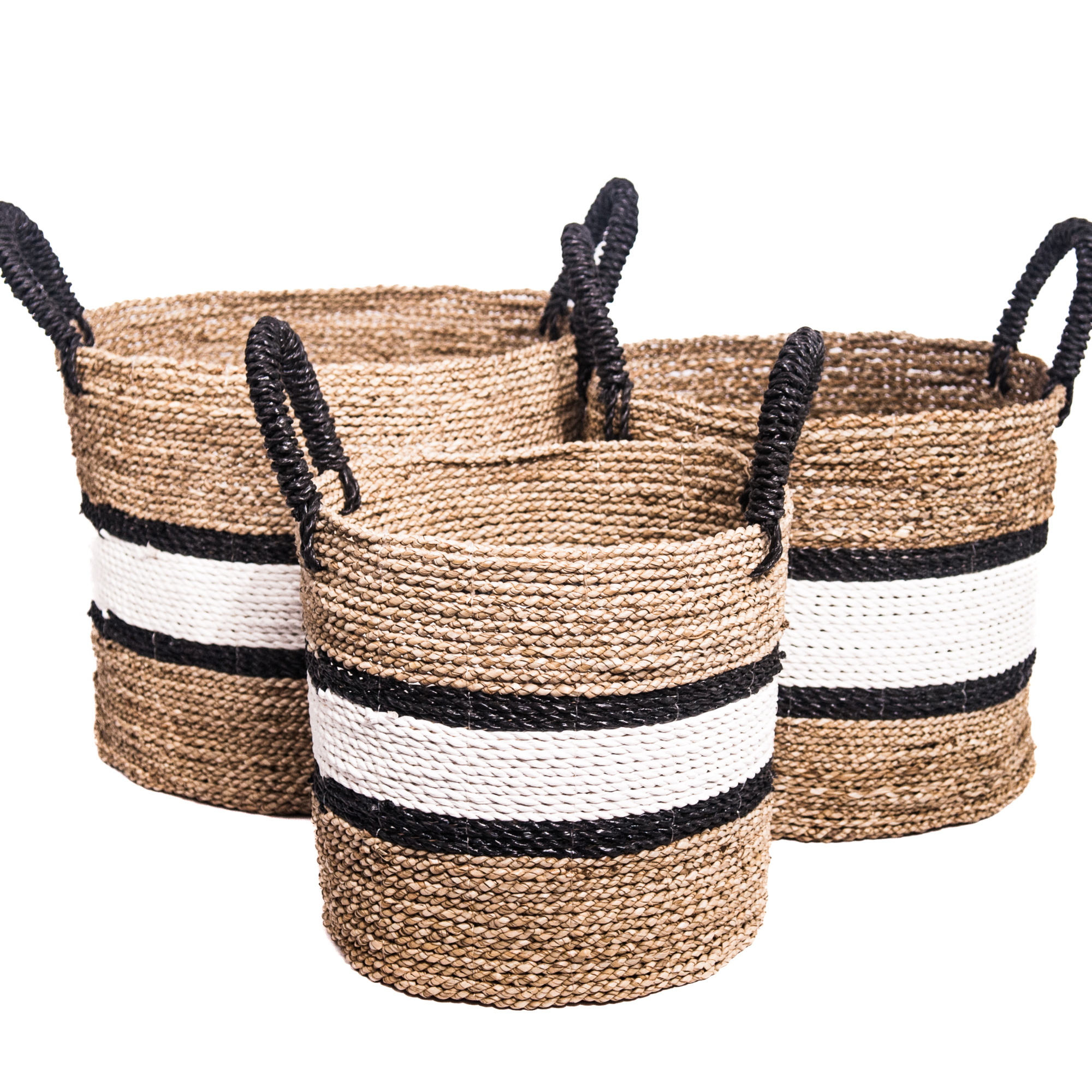 Mand naturel/wit/zwarte band en handvatten