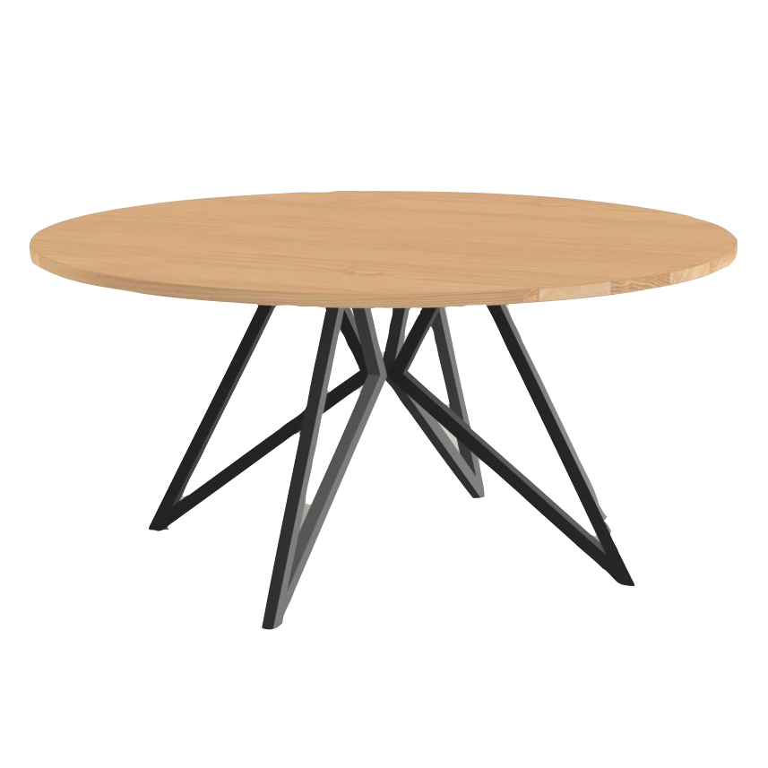 Studio HENK tafel Butterfly Rond QuadpodXL - zwart frame, hardwax light 3041