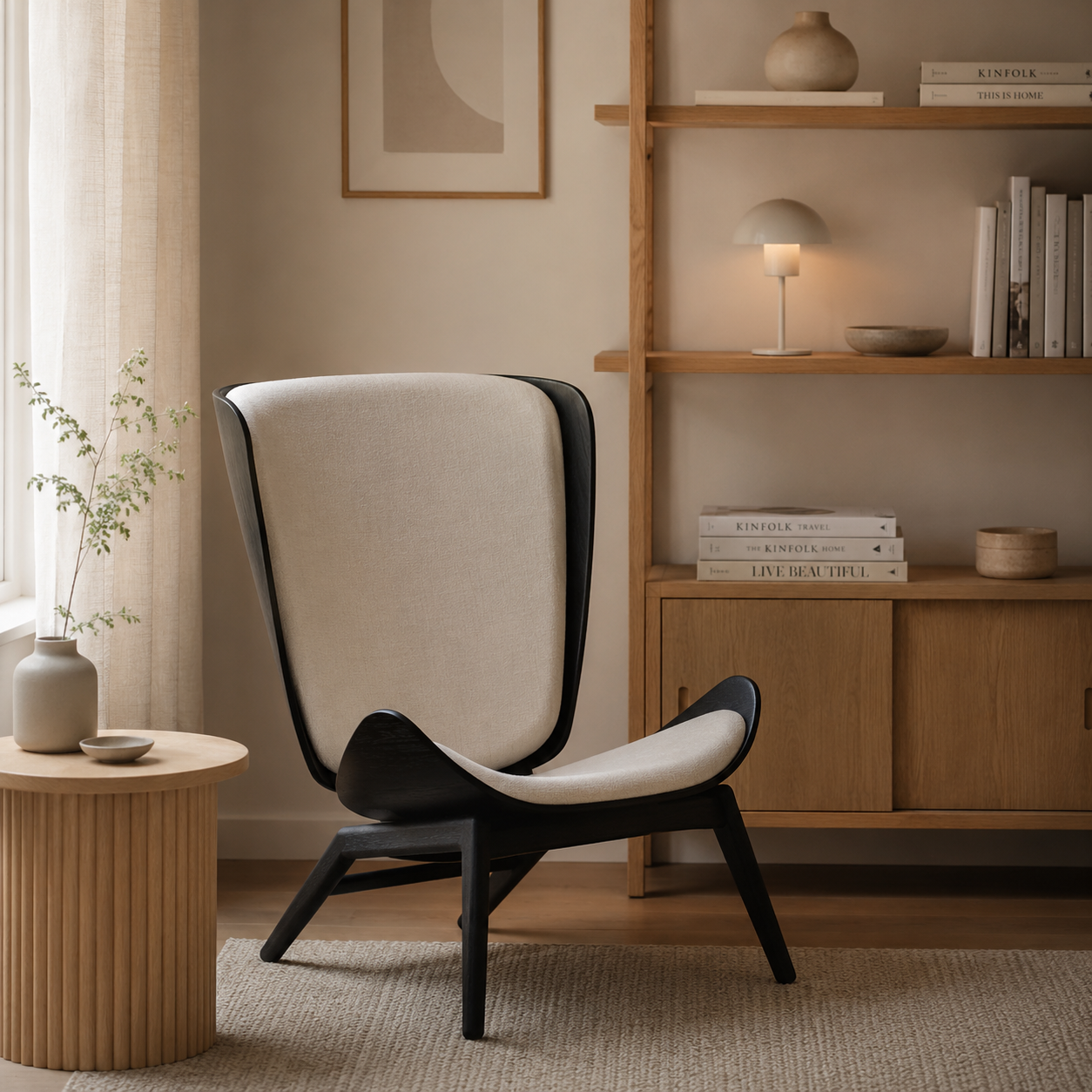 Fauteuil The Reader zwart houten white sands
