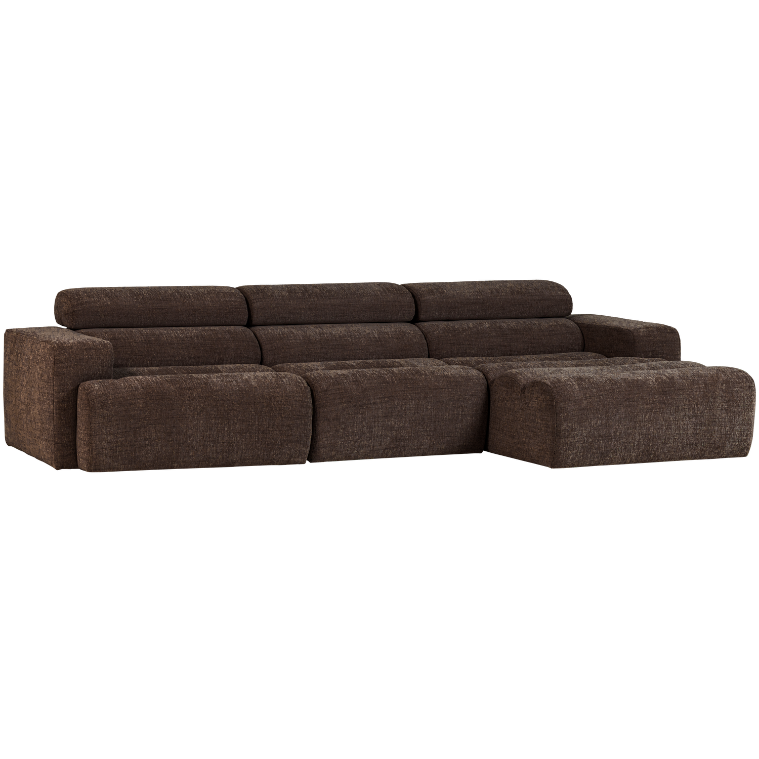 Novi chaise longue bank rechts donkerbruin melange
