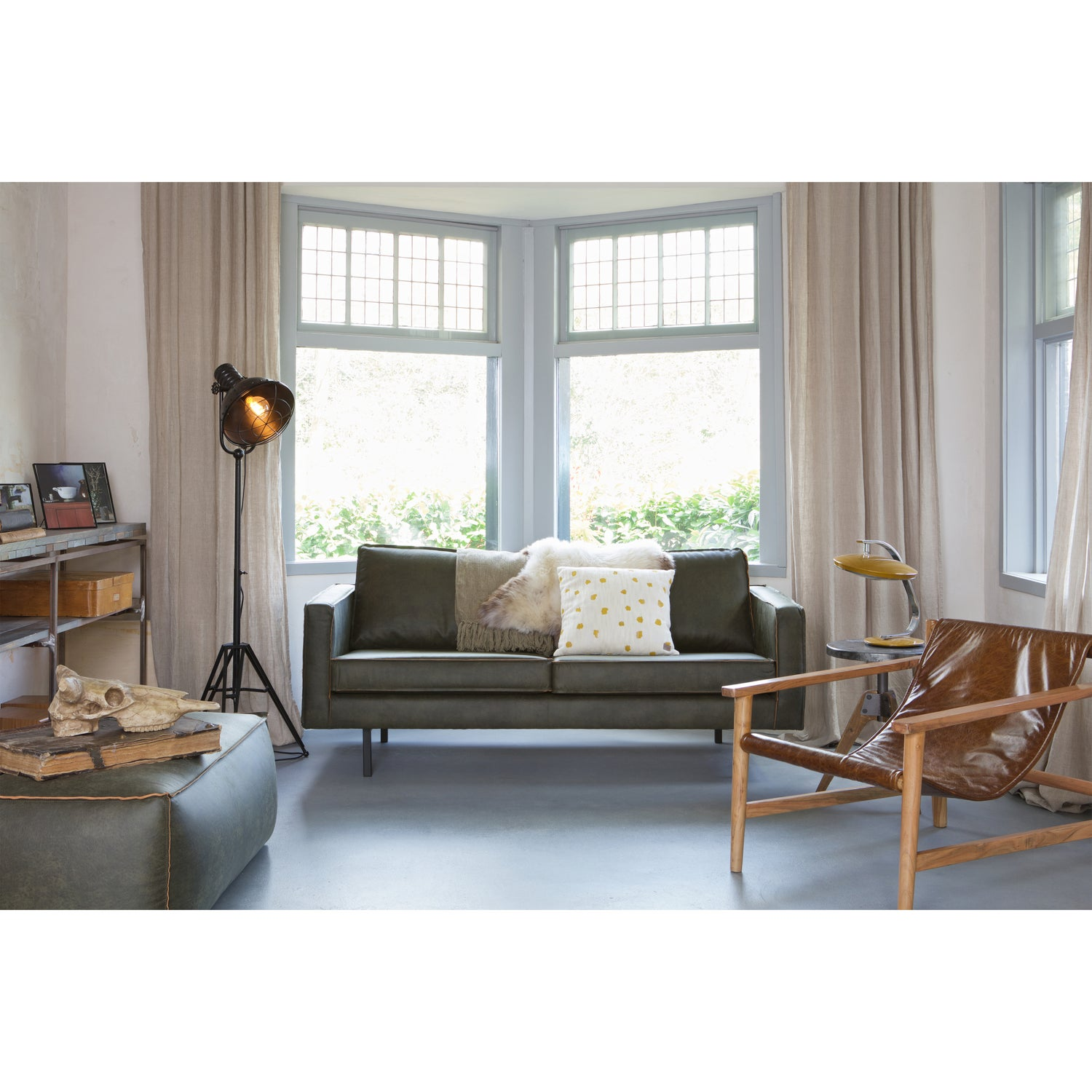 Rodeo poef 43x120x60 ecoleer cognac