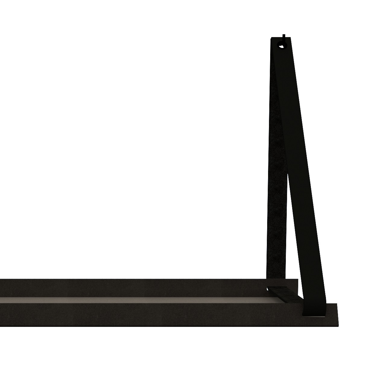 Stalen wandplank 70x20cm - incl. leren plankdragers