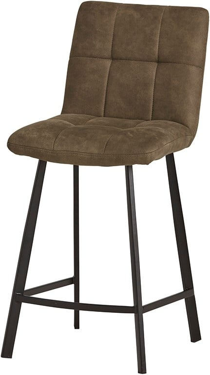 Industriële barkruk bolero – cowboy stof olive met zwart frame - set van 2