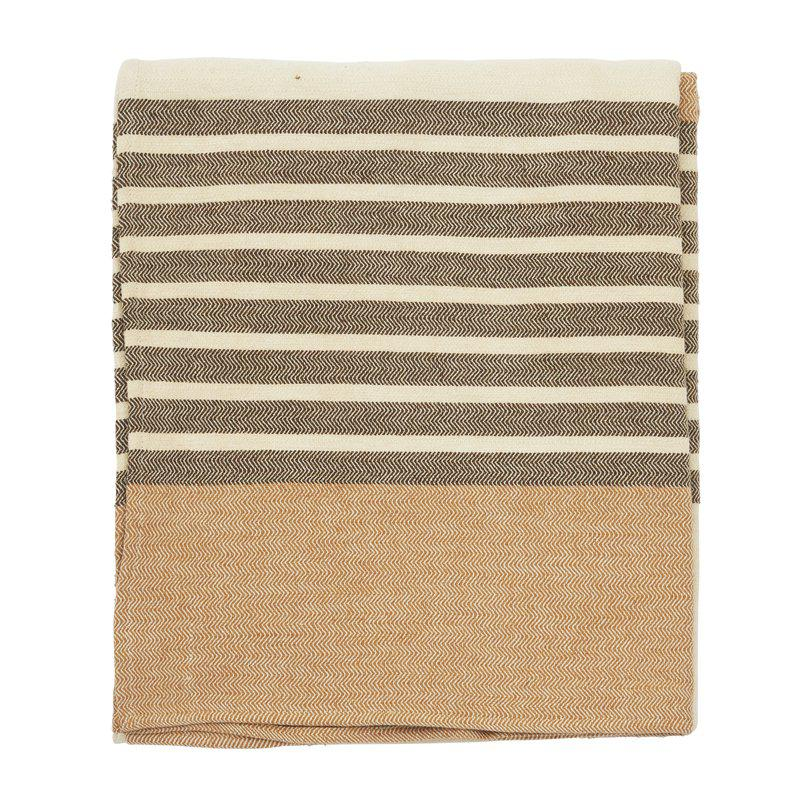 Visgraat Tafelkleed Linnen & Katoen Beige, Zwart & bruin