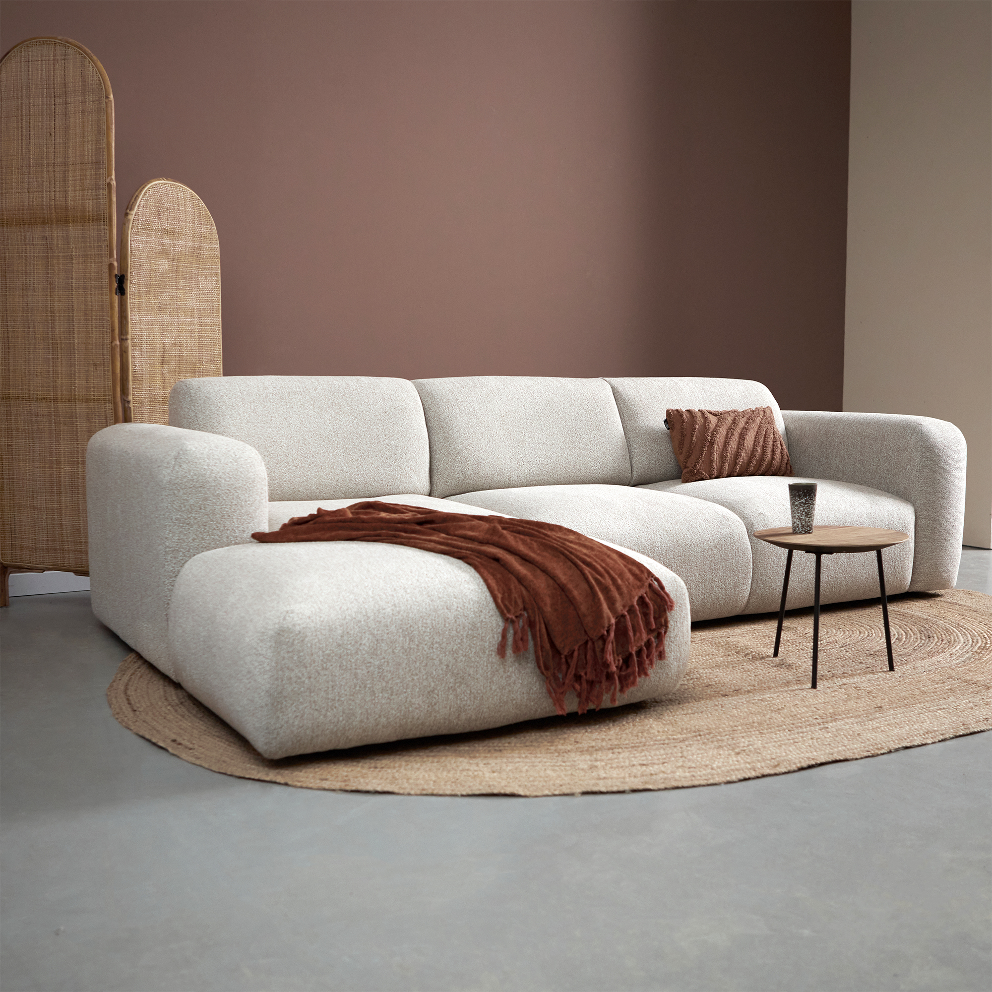 Riva Hoekbank Beige, Chaise Longue