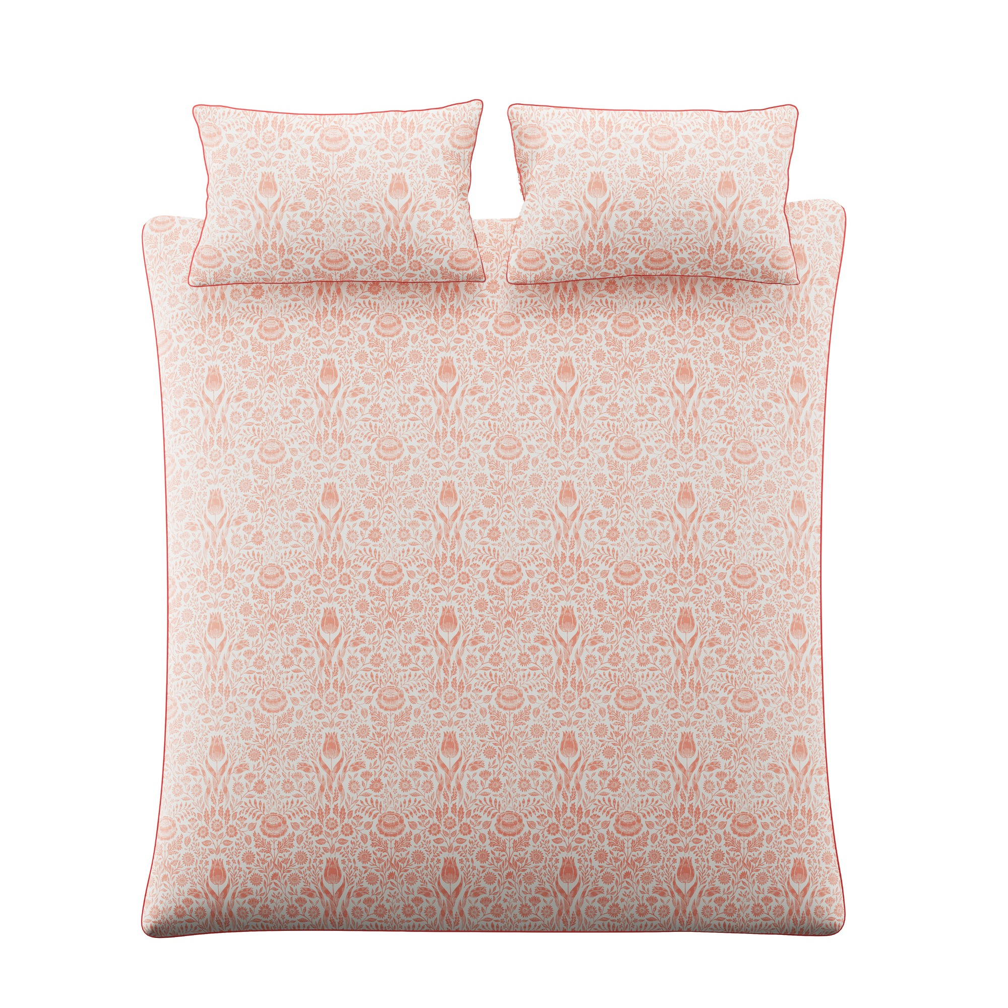 Dekbedovertrek Ashstead damask natural coral 