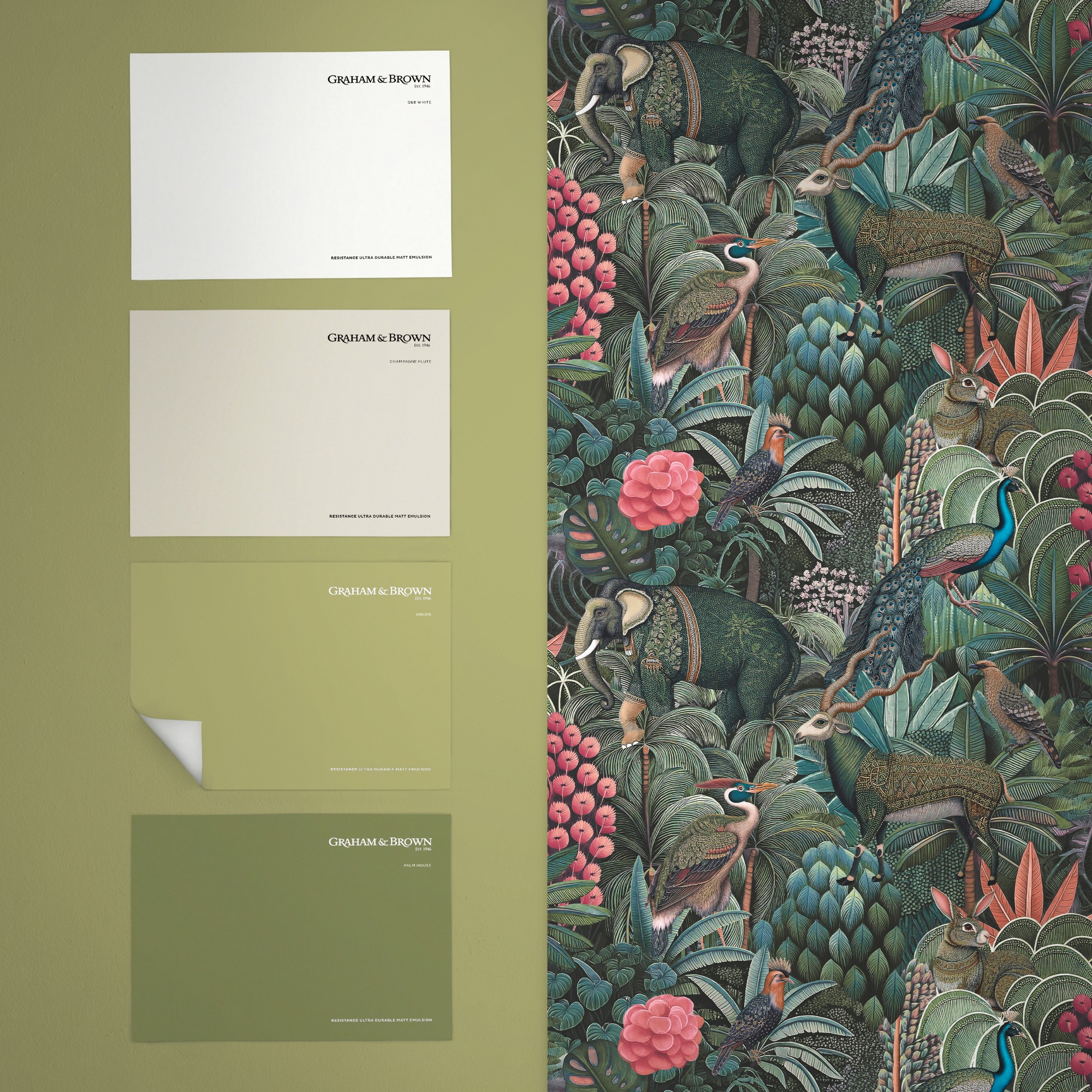 Vliesbehang jungle jamboree green