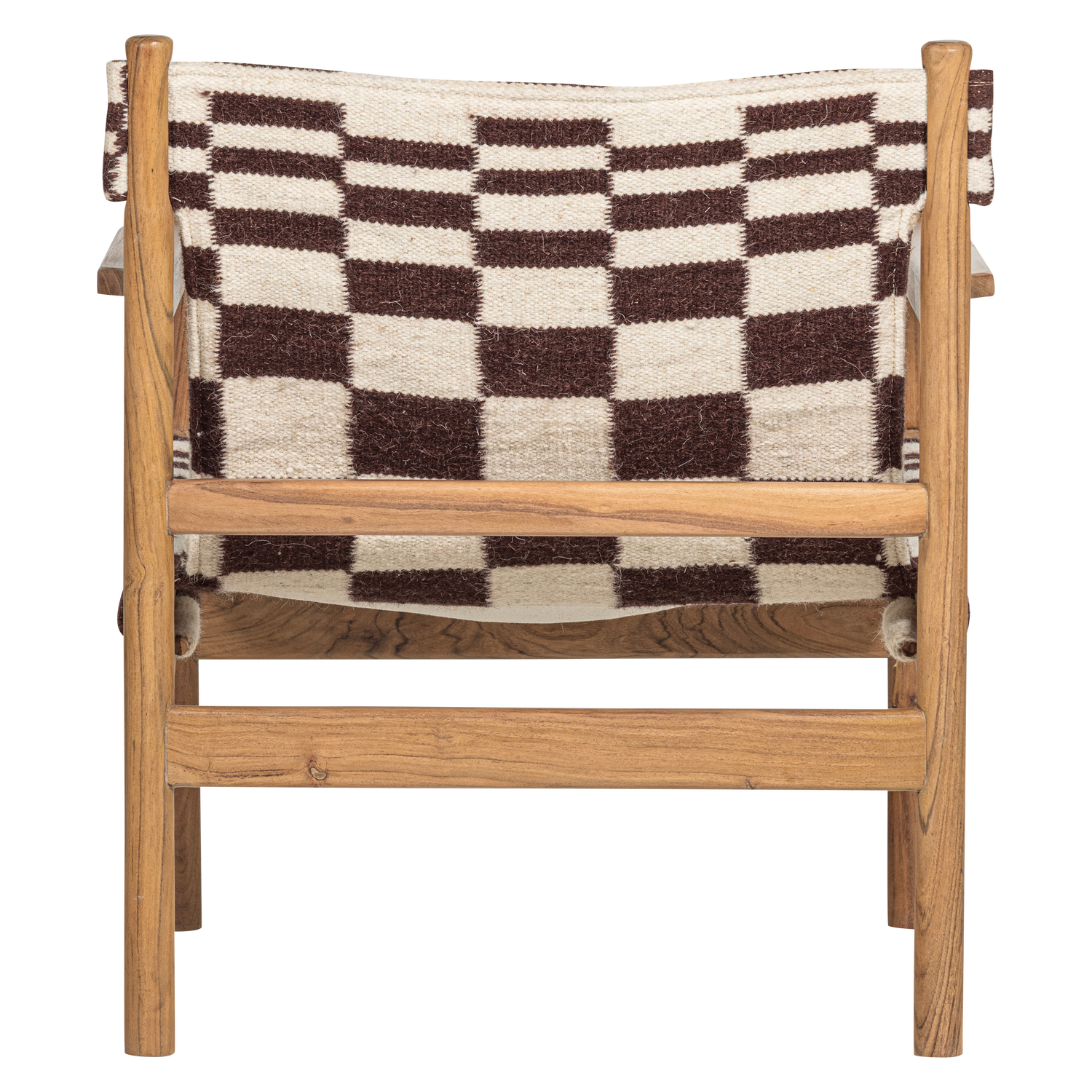 Zano fauteuil hout bruin met kelim zitting naturel