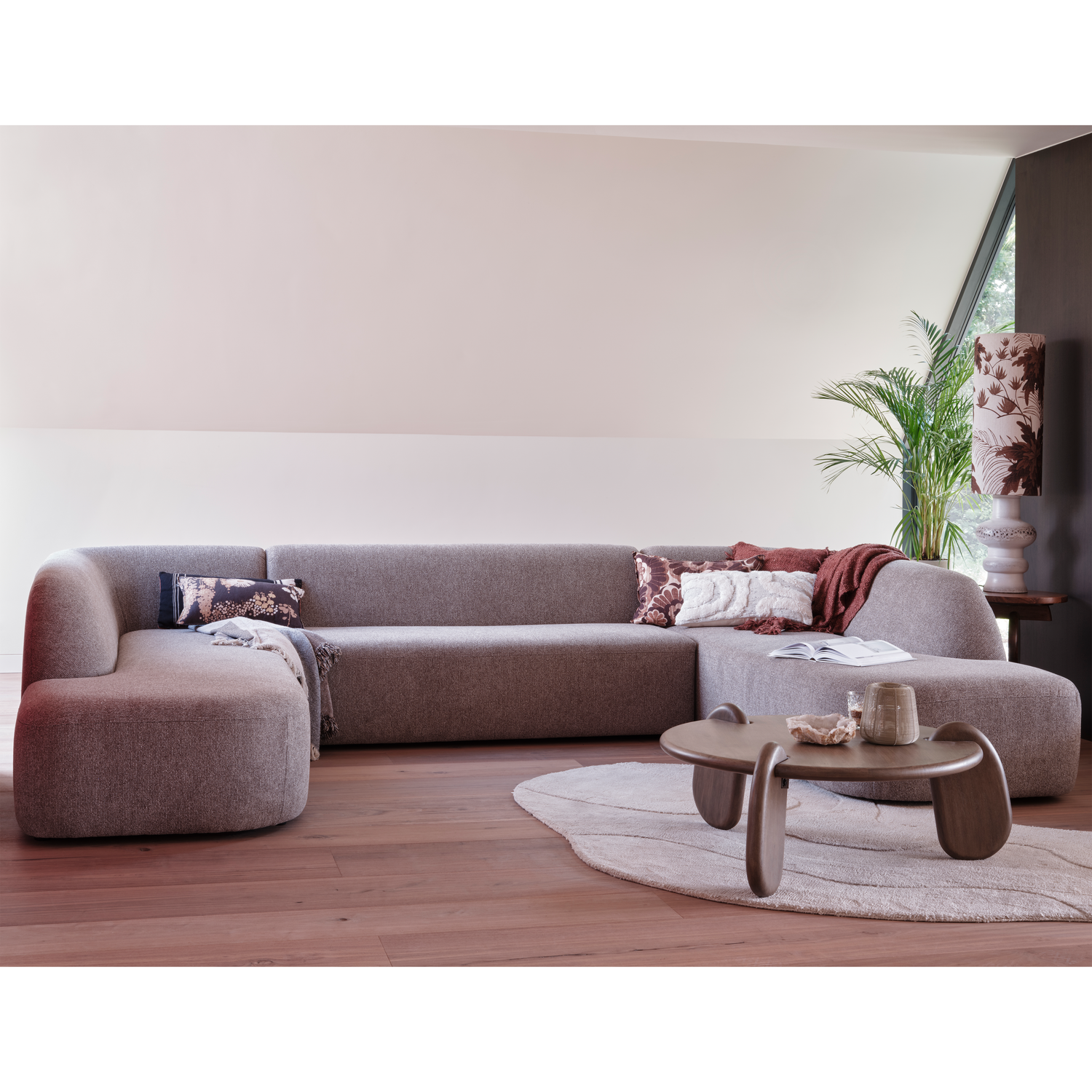 Sloping u-vorm bank off white melange