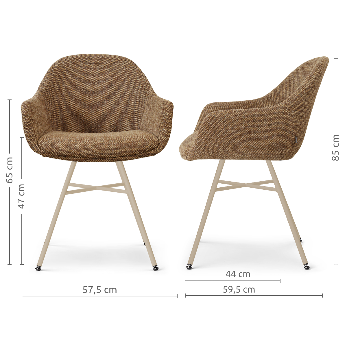 Eetkamerstoel Noa-Mae beige onderstel