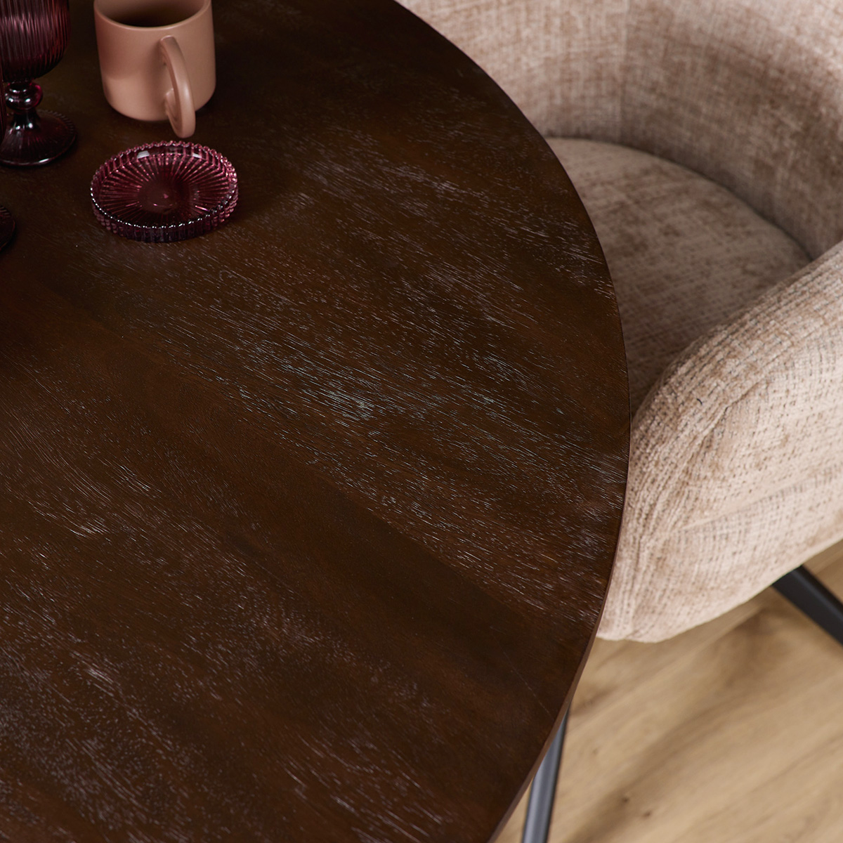 Eettafel De Bokke Rond Bruin & Zwart
