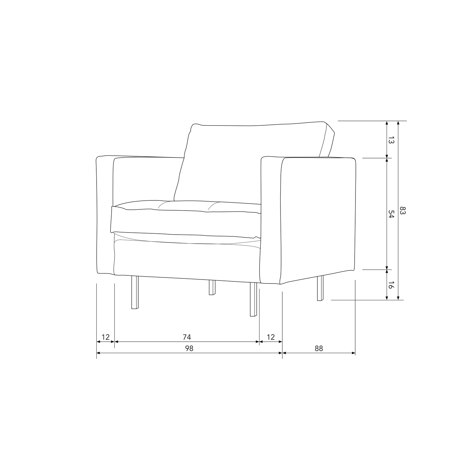 Rodeo classic fauteuil ribstof roestbruin