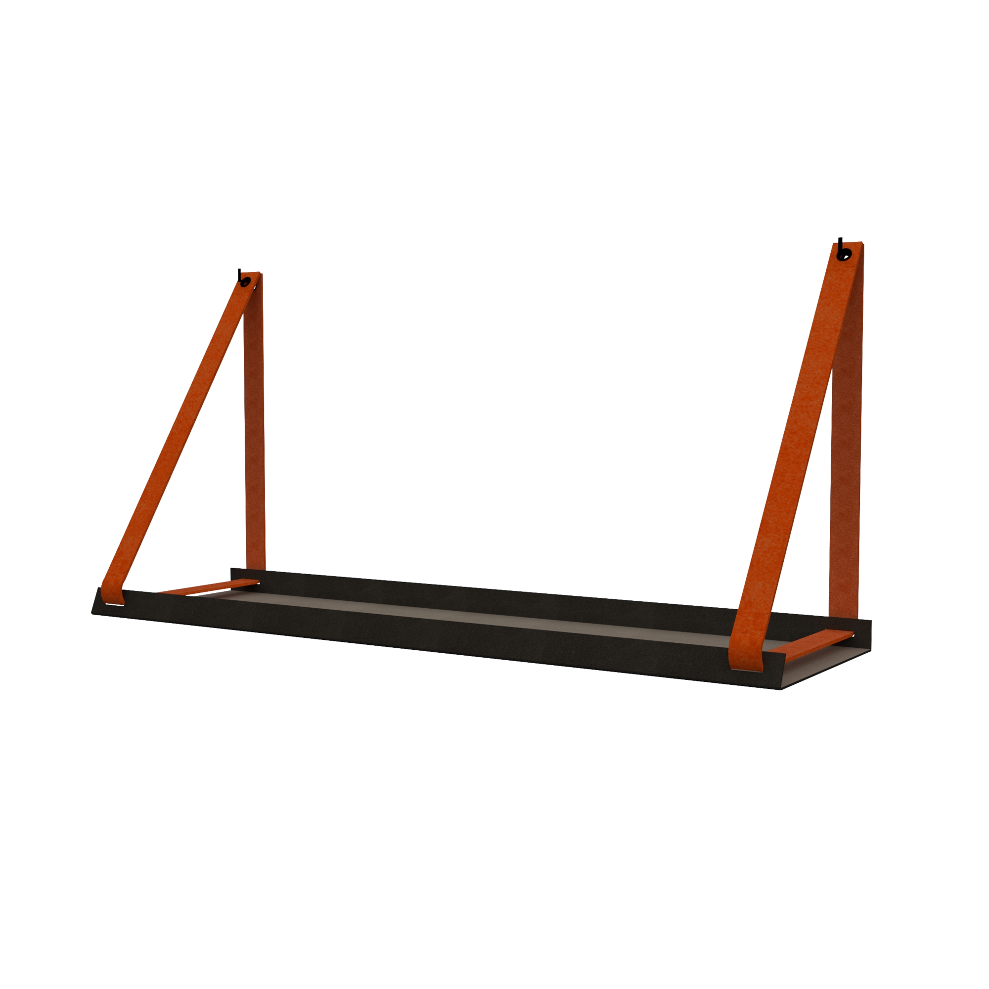 Stalen wandplank 70x20cm - incl. leren plankdragers