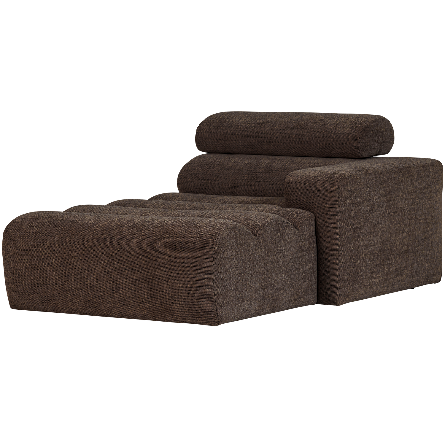 Novi chaise longue element arm rechts boucle karamelbruin