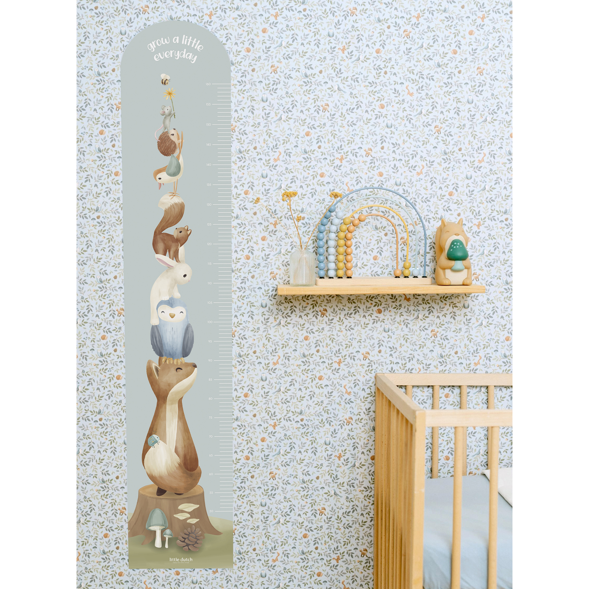 Groeimeter muursticker Forest Friends