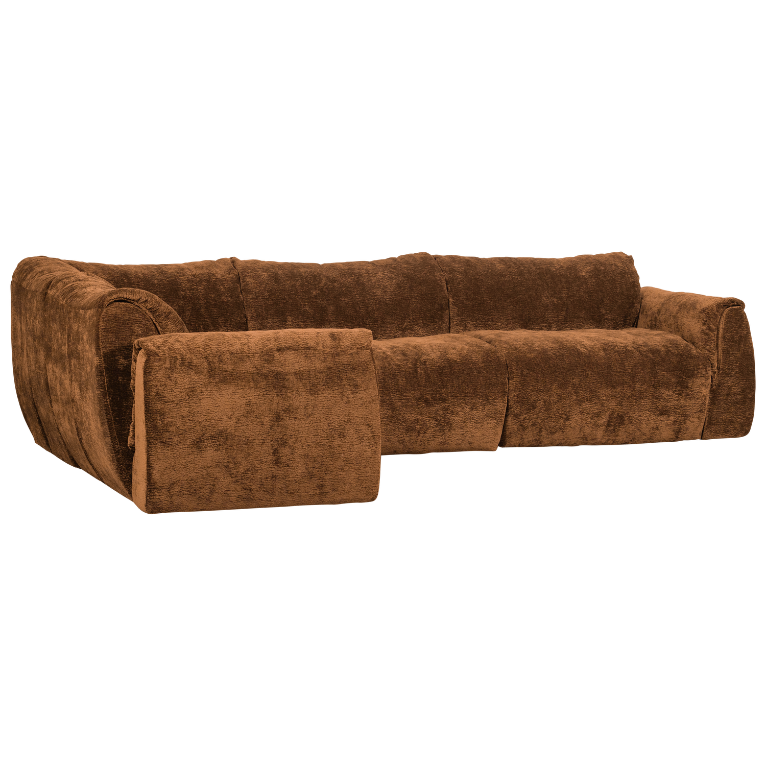 Baggy hoekbank links geweven chenille bruin