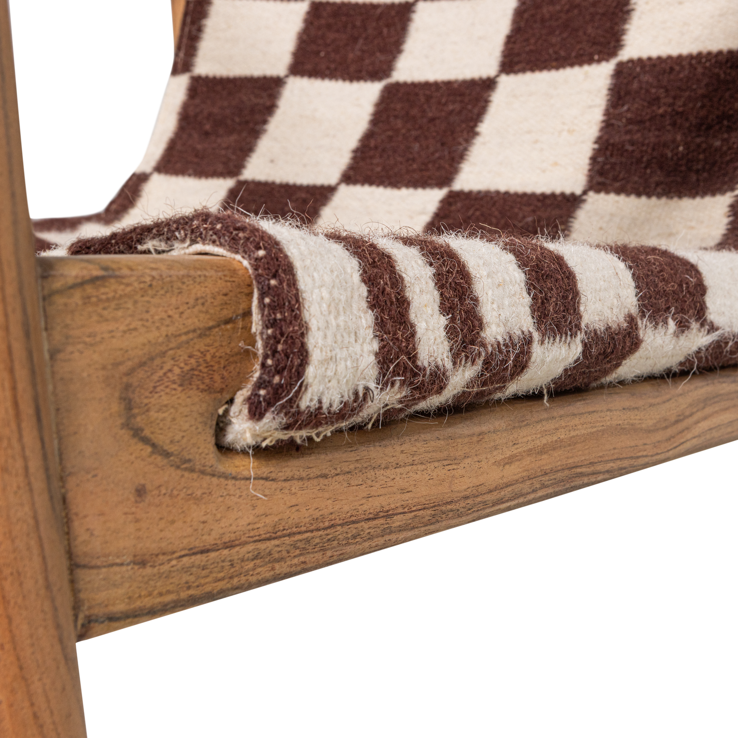 Zano fauteuil hout bruin met kelim zitting naturel