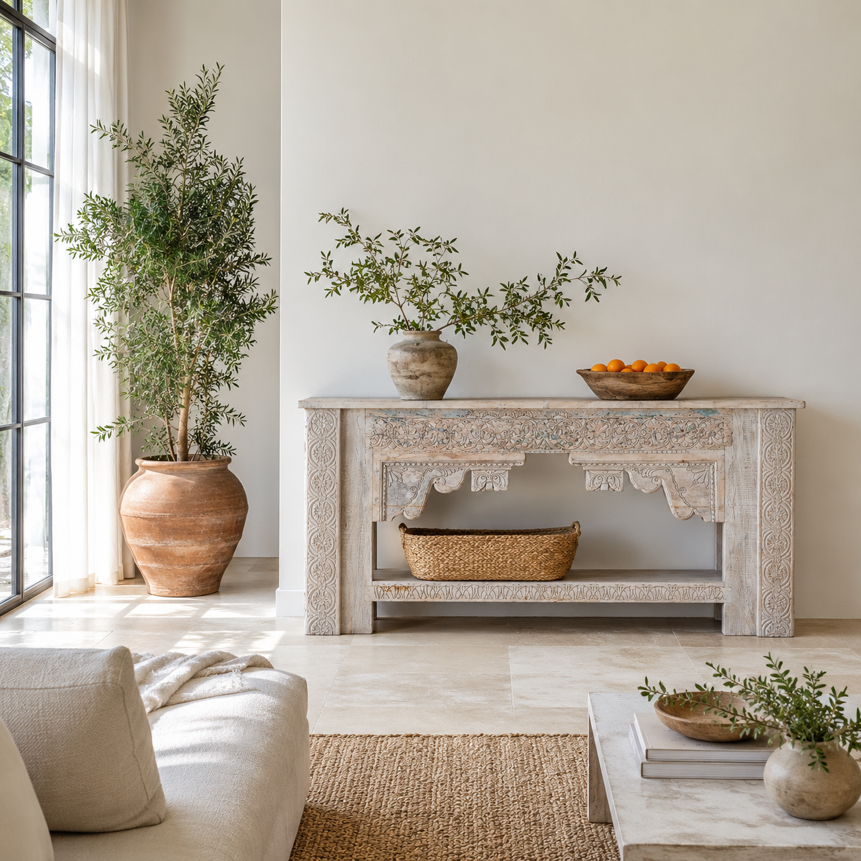 Karam - Unieke Console Tafel van Teakhout