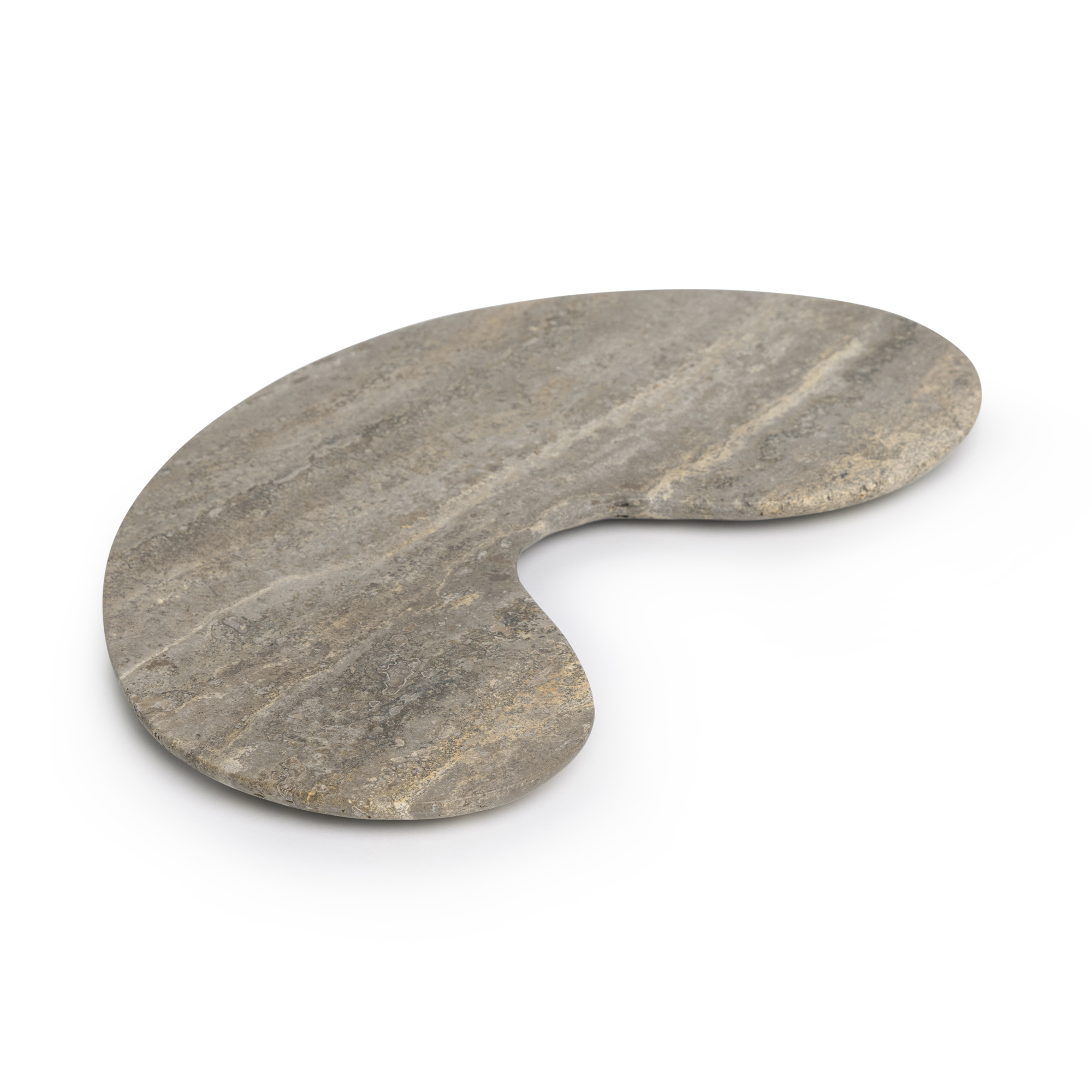 Organisch dienblad Titanium travertine kidney 40x23cm