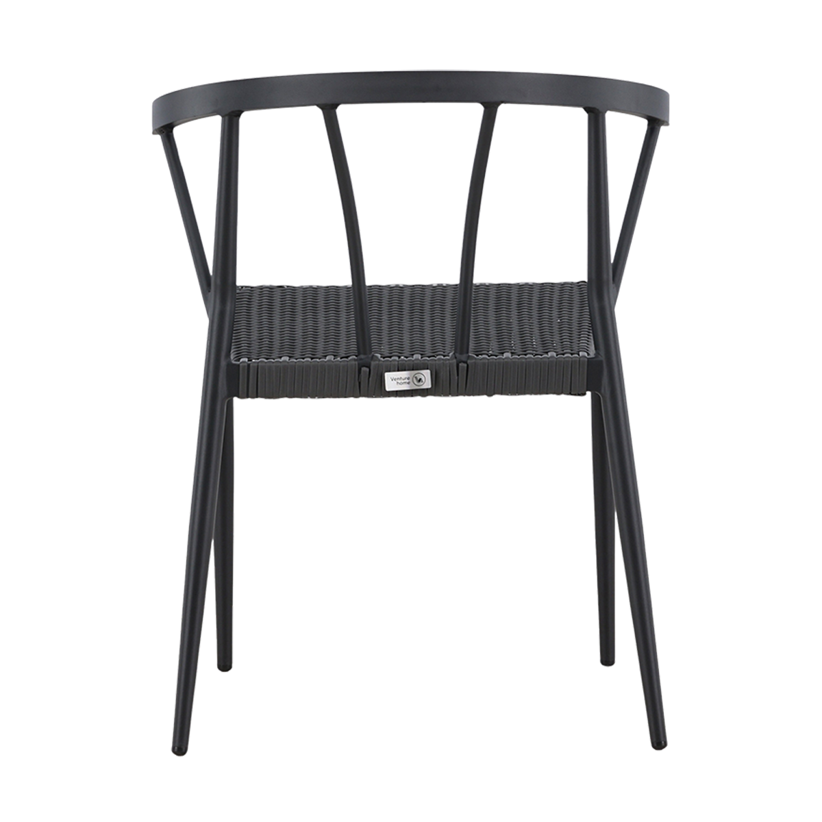 Aluminium tuinstoel zwart Julian- rattan zitting - set van 2