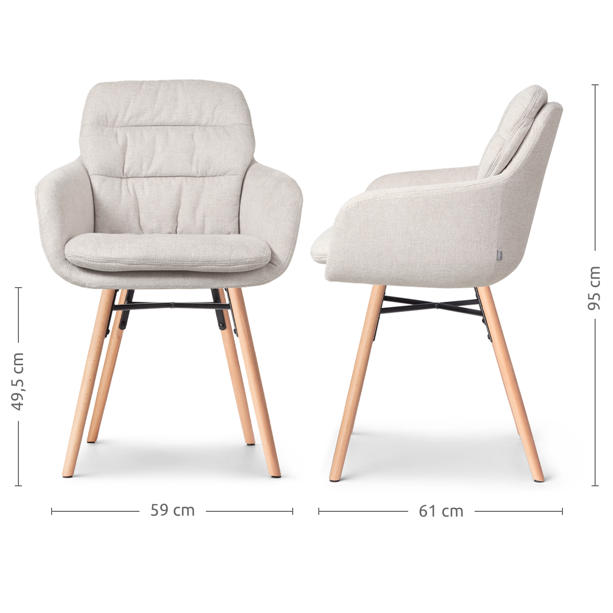 Nena-mia beige - houten onderstel