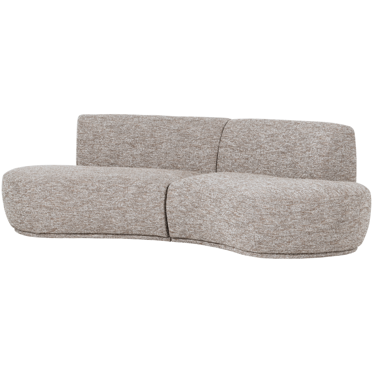 Batavier half ronde bank 4-zits velvet lichtbruin melange