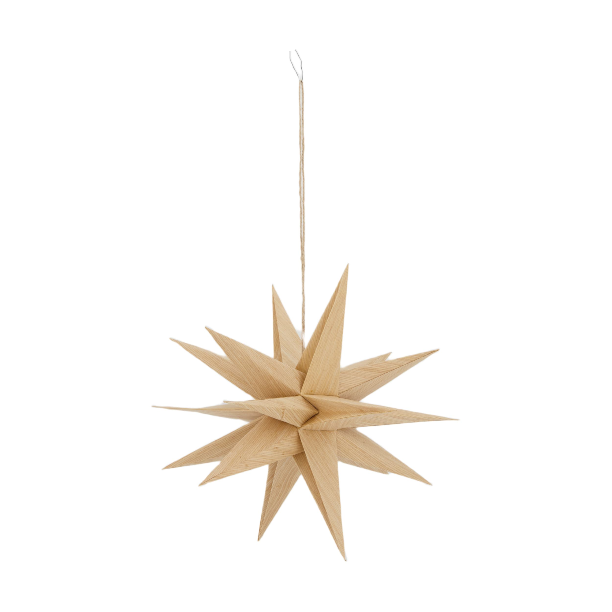 Kerstster hanger paper houtlook 2 stuks