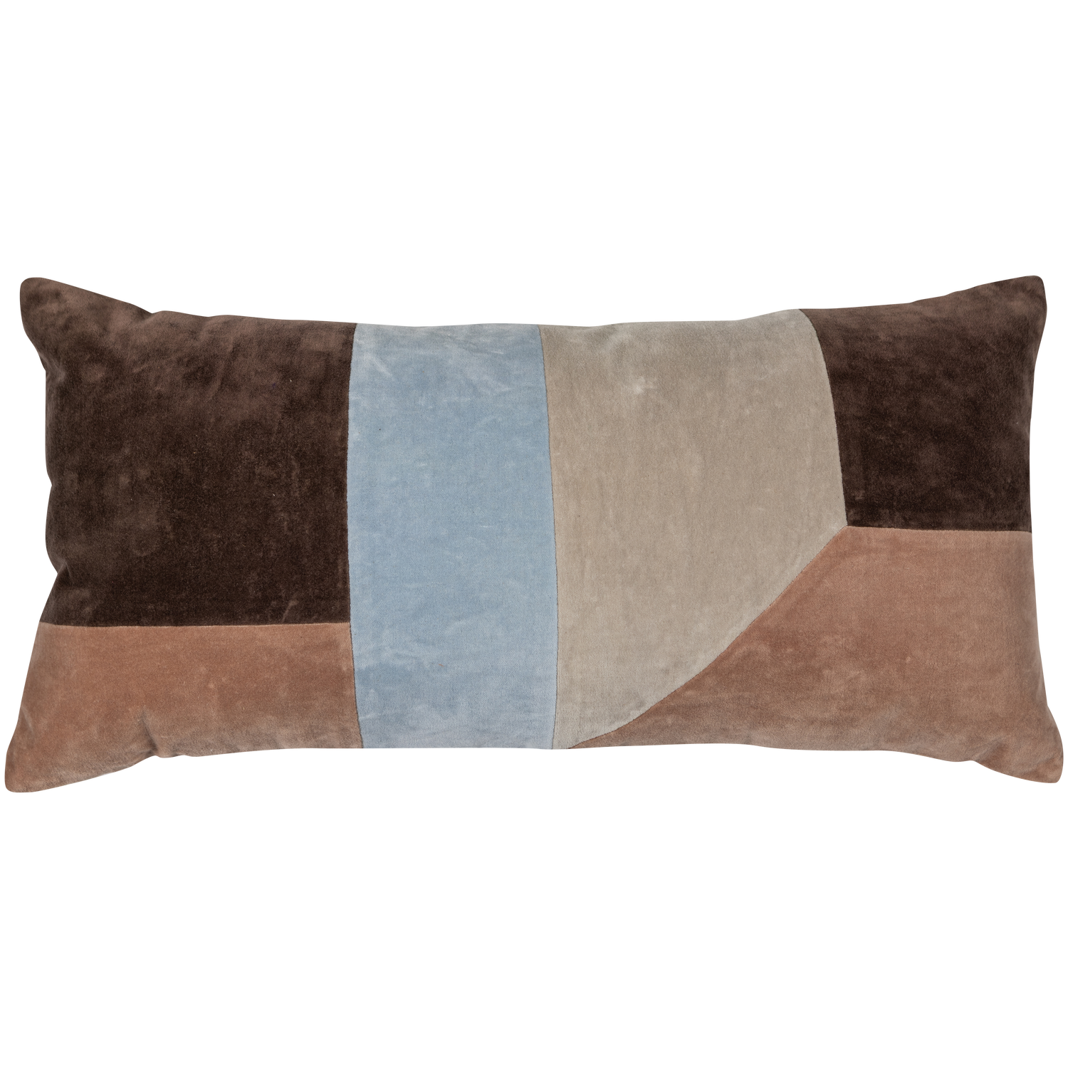 Laon kussens velvet naturel/blauw - set van 3