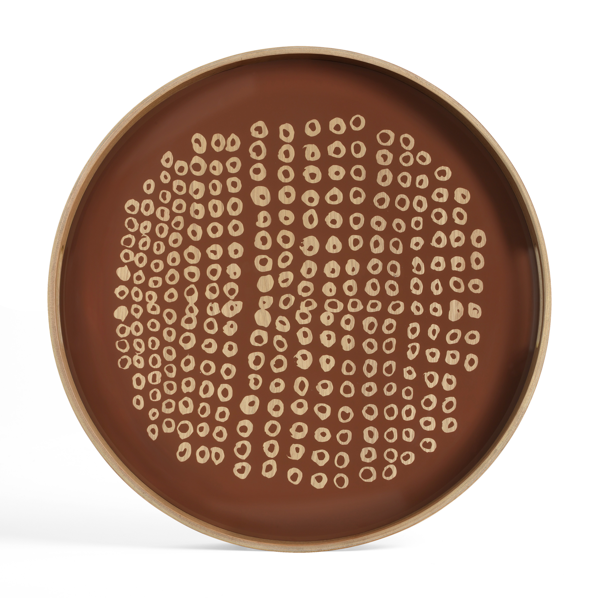 Second Nature glazen dienblad rond  - auburn