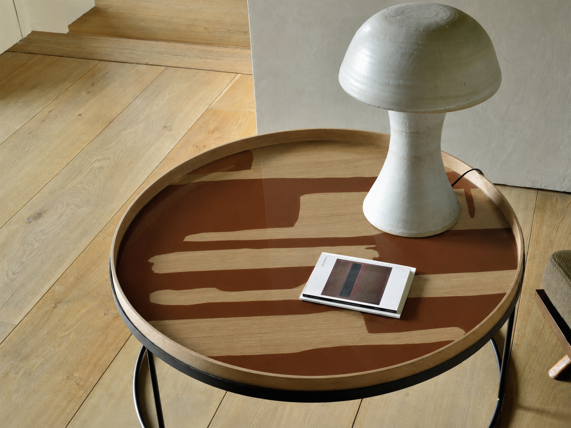 Second Nature glazen dienblad rond  - auburn