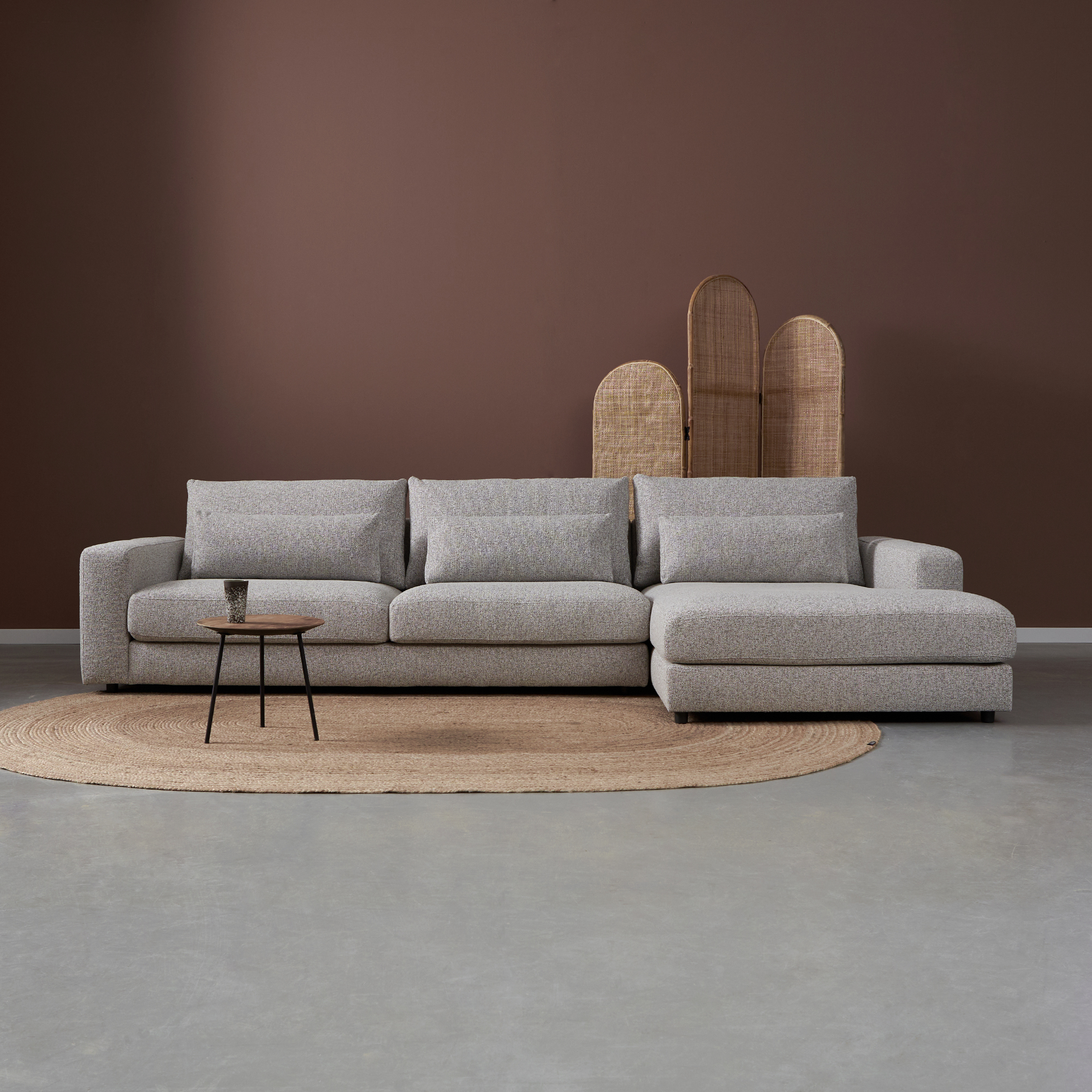 Hoekbank Lusaro Lichtgrijs Chaise Longue