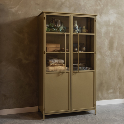Exhibit vitrinekast metaal khaki
