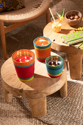 2 Bijzettafels Rond teakhout Naturel