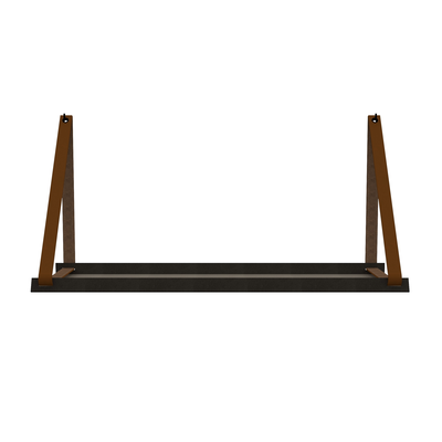 Stalen wandplank 70x20cm - incl. leren plankdragers