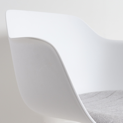 Nout-Liz bureaustoel wit onderstel - Witte kunststof zitting met armleuningen
