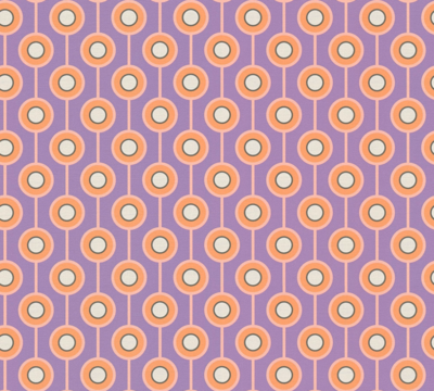 Retro vliesbehang abstract cirkelpatroon – paars, oranje, beige