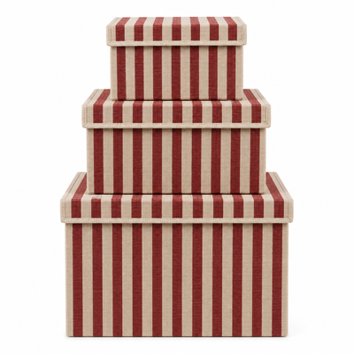 Opbergdoos Auri stripe burgundy