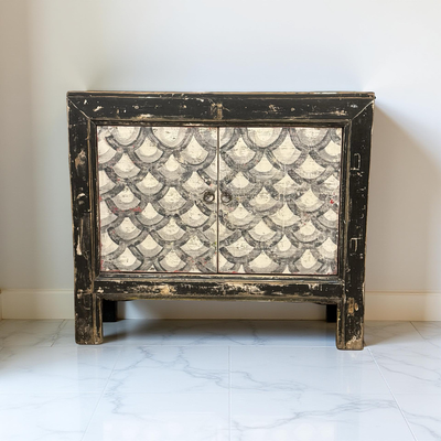 Onderkast 2deur zwart/wit schub uniek