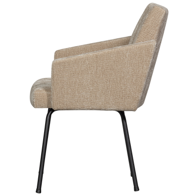 Mount eetkamerstoel met armleuning 3d chenille middenbruin