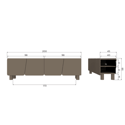 Root tv meubel 200 cm grenen truffel bruin [fsc]