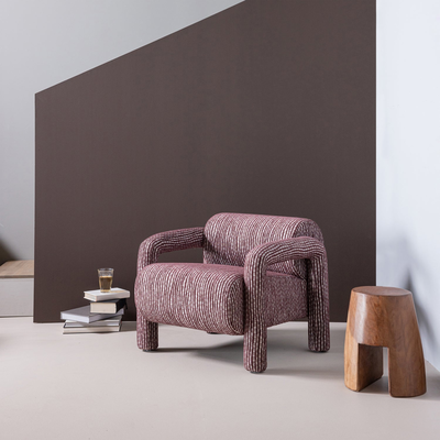 Lenny fauteuil met dessin grijsblauw