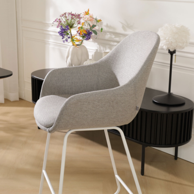 Barkruk Nino-Mae met armleuningen - wit onderstel 75 cm