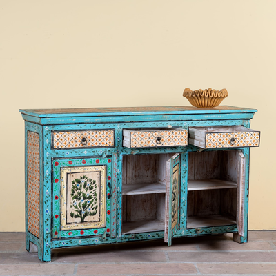 Kaveh - Handbeschilderd Oud Houten Dressoir 