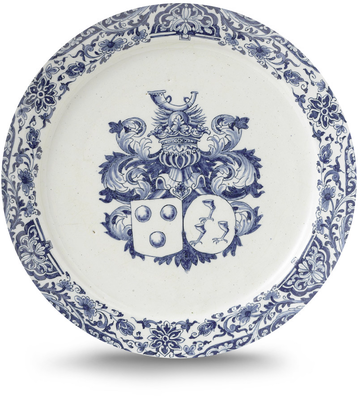 Rond schilderij aluminium Delfts blauwe borden