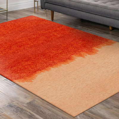 Oranje en beige Storm gradiënt vloerkleed tapijt