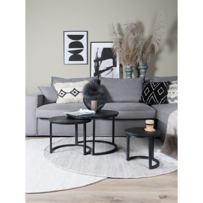 Salontafel Noor - Set van 3 - Zwart/Zwart